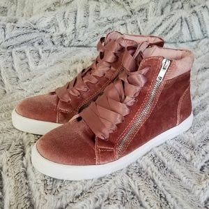 Steve Madden dusty rose velvet high top sneakers
